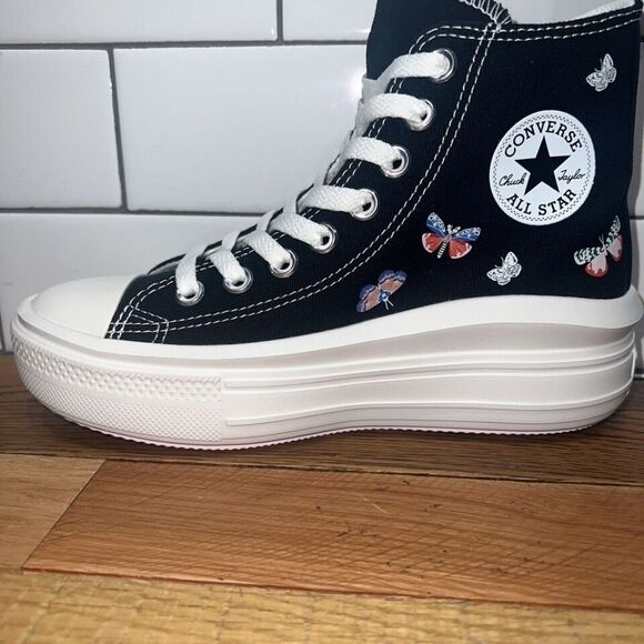 Converse Chuck Taylor All Star Move Platform High Butterfly Wings Black Sneakers - Picture 3 of 6